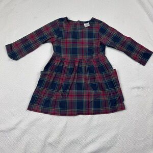 Hanna Andersson Navy Chalkboard Plaid Long Sleeve Girls Dress Size US 4